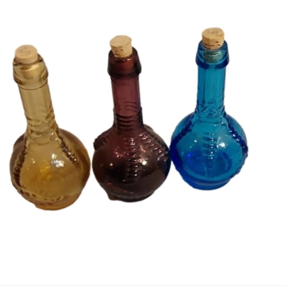 VINTAGE WHEATON TRIO BALL &‎ CLAW BITTER GLASS BOTTLE FLASK WITH CORK